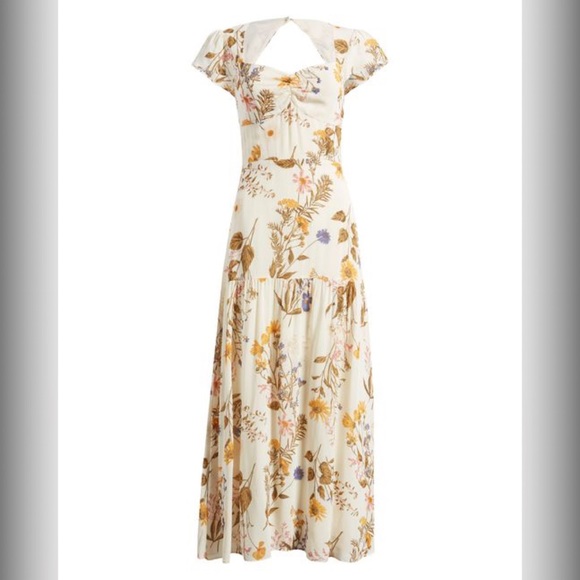 NWT Reformation Myah Floral-Printed Maxi Dress in Frolic Back Cut Out Size 0 - Picture 2 of 5